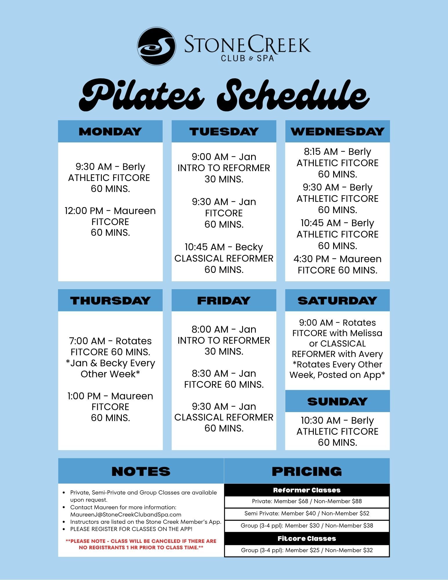 Pilates Schedule 2024 (1)